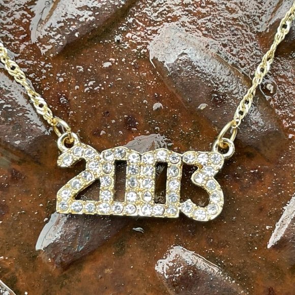 Natasha Women Necklace Birth Year 2003 Gold Tone Crystals Accent Jewelry - Picture 3 of 12